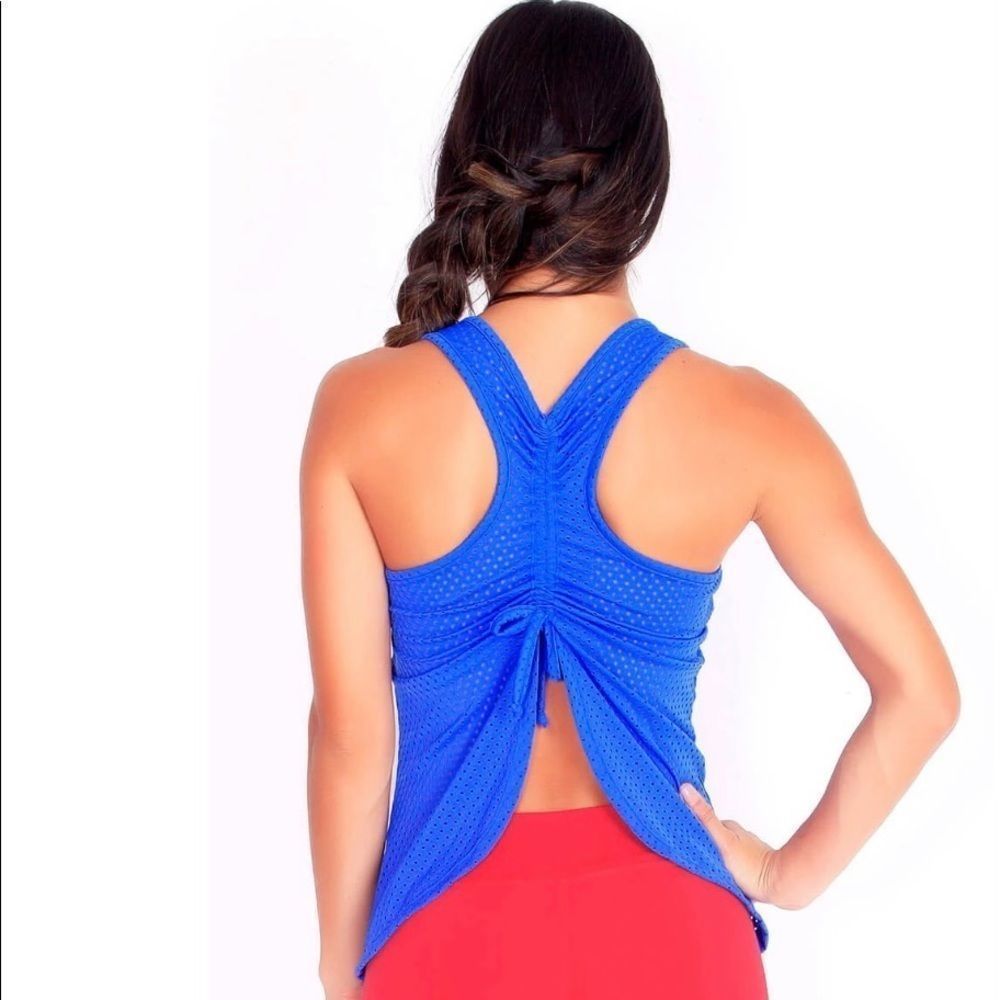 Blue Protokolo Alana Mesh Tank Top